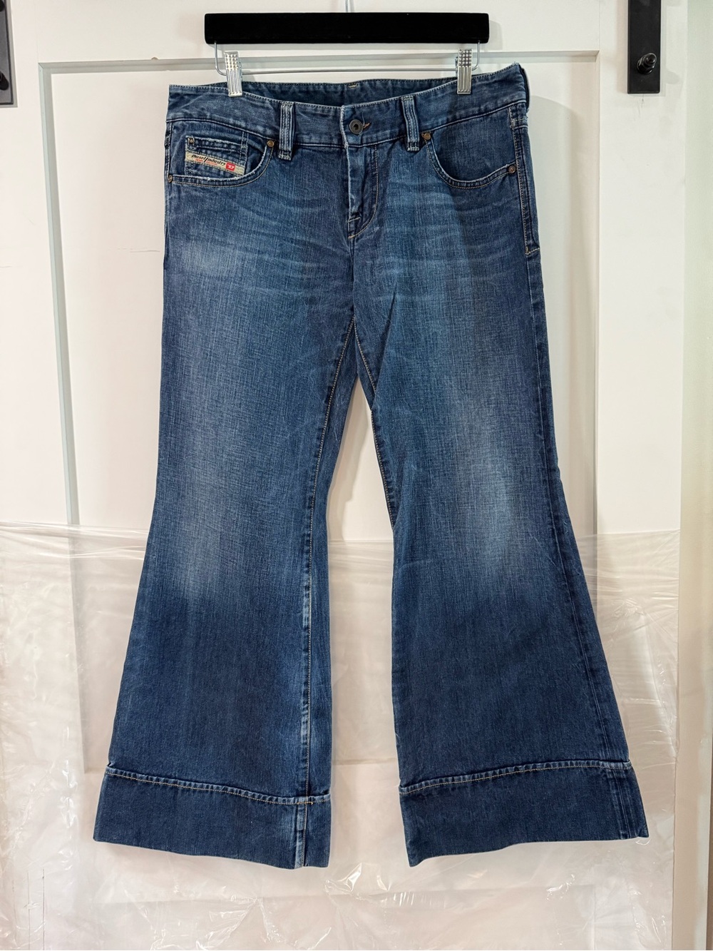 Diesel Women's Dark Blue Flared Wide-Leg Jeans